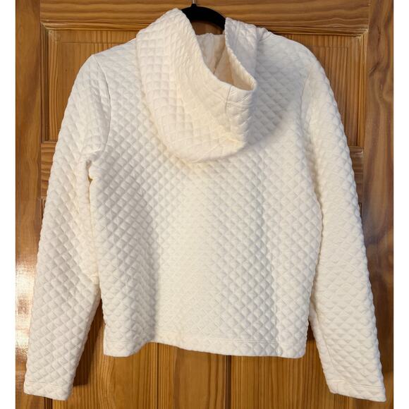J. Crew Size SM White Quilted Hoodie SO Cozy Easy Fun - Picture 2 of 5
